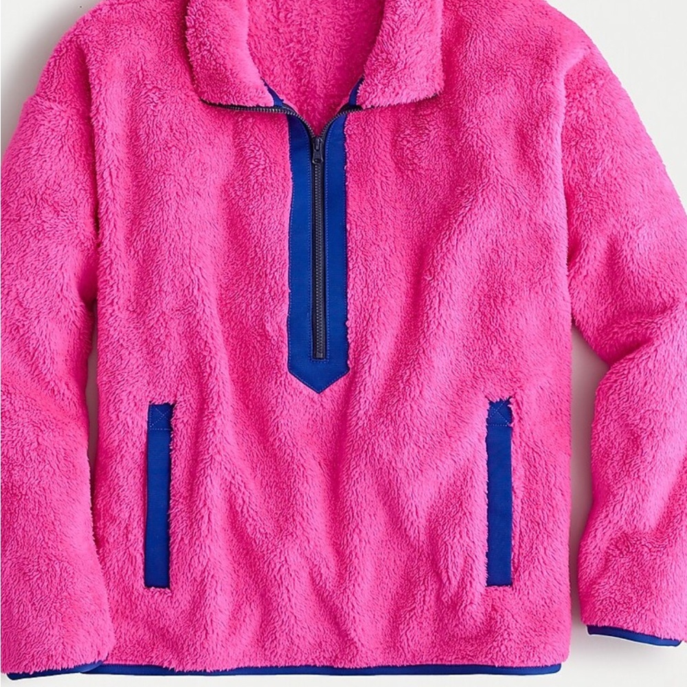 J Crew Superplush sherpa half-zip pullover